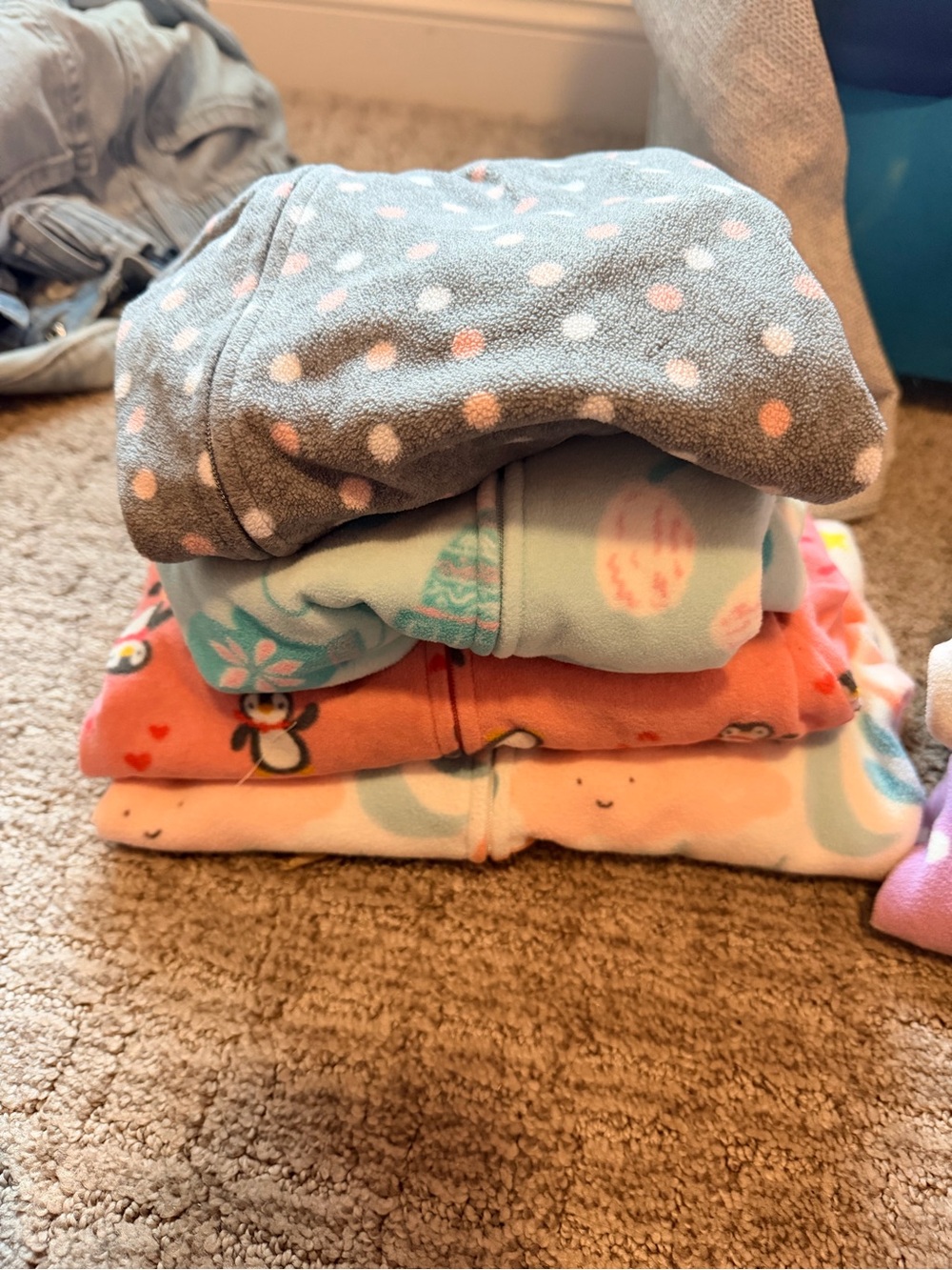 Bundle Carter's Baby Girl Footie Sleepers in Gray, Pink, Coral & Aqua